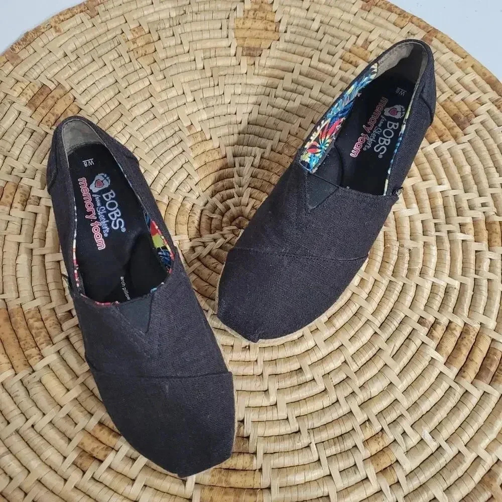 BOBS from Skechers Black Canvas Espadrille Flats - Picture 2 of 5